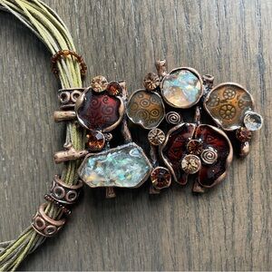 Artisan Copper tones and Multicolor Necklace - broken attachment